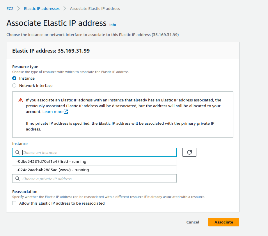 Associating an Elastic IP