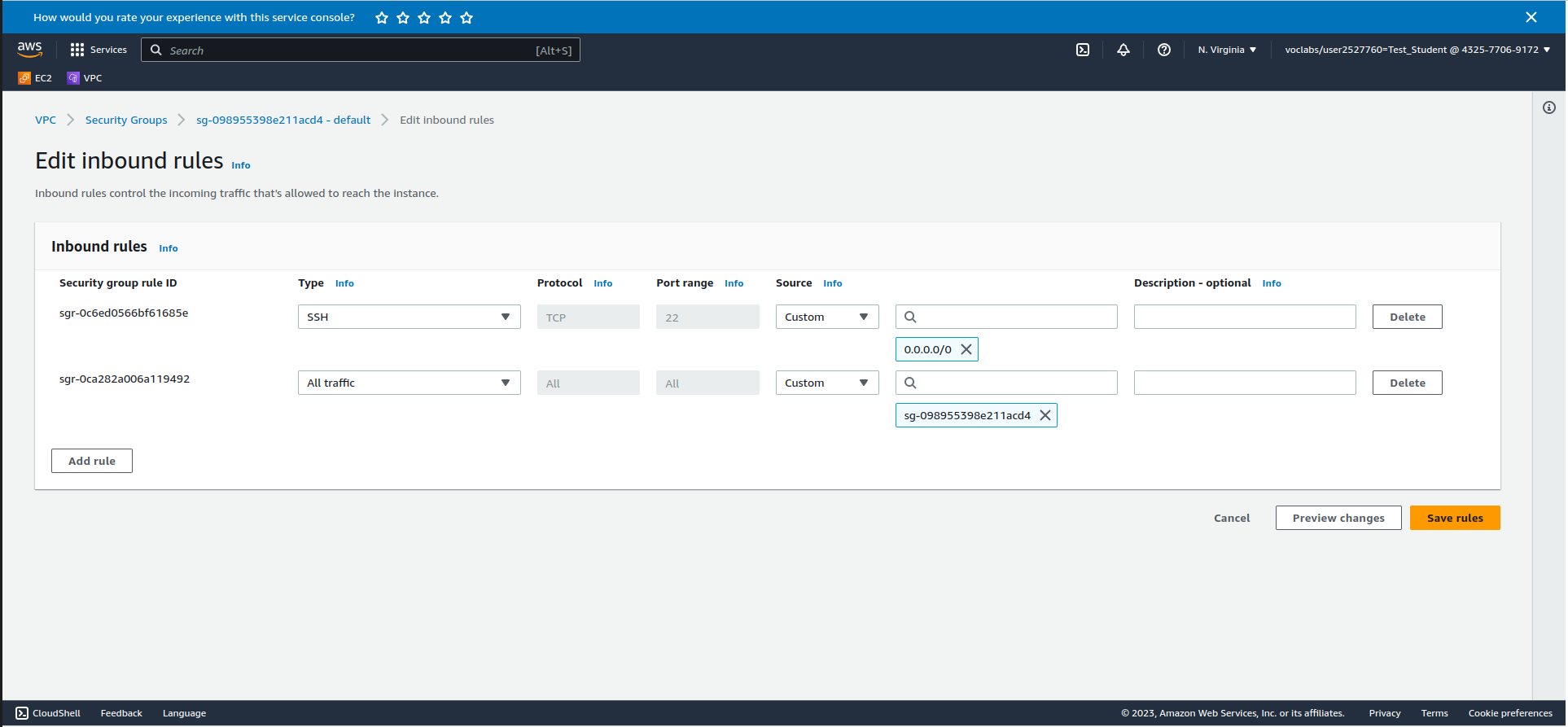 AWS Inbound Rules - Lab 1