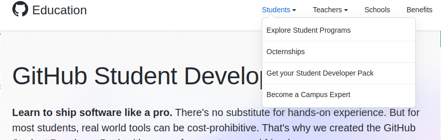 Navigate to Get your Student Developer pack